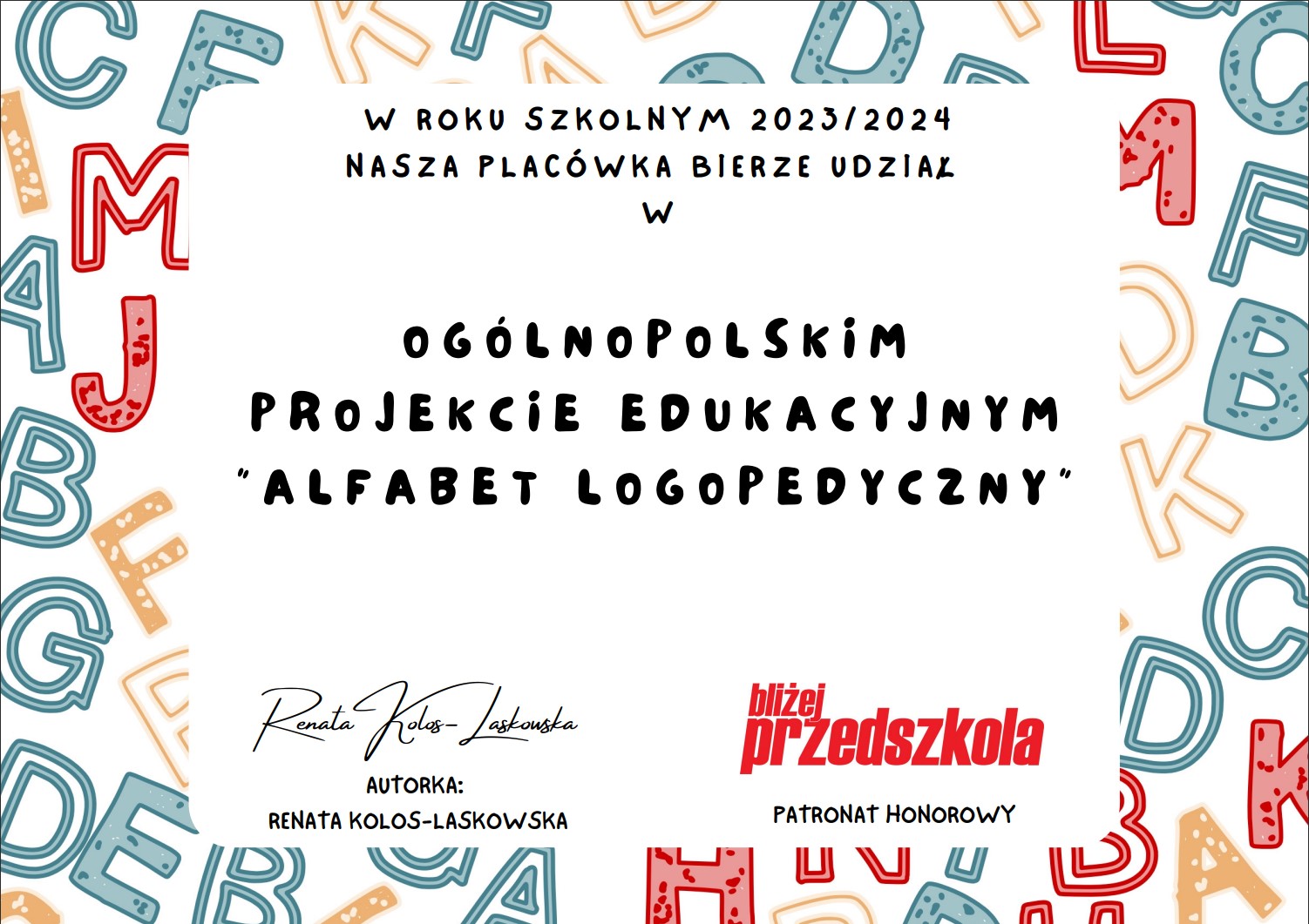 Zdjęcie: Alfabet logopedyczny - projekt